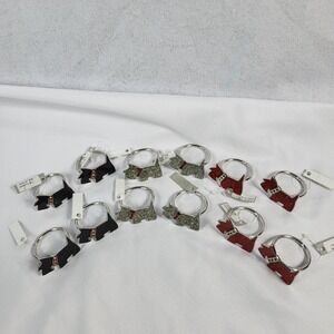 Lot of 12 Dept 56 Red Black White Scottie Scottish Terrier Silver Napkin Rings